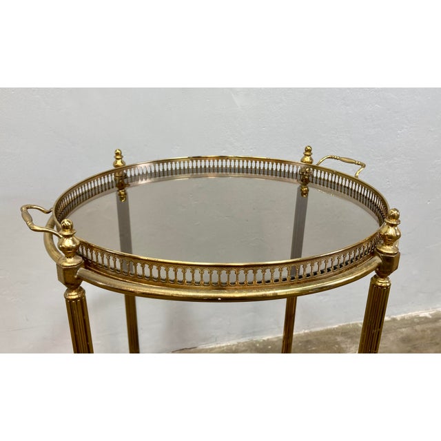 1940s Brass Mid-Century Bar Trolley, in the Style of Maison Jansen For Sale In Los Angeles - Image 6 of 8