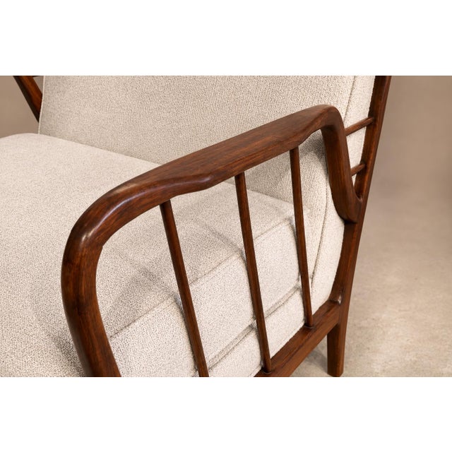 Mid-Century Brazilian Armchairs by Rino Levi, Hardwood & Bouclé, 1960s For Sale - Image 16 of 18