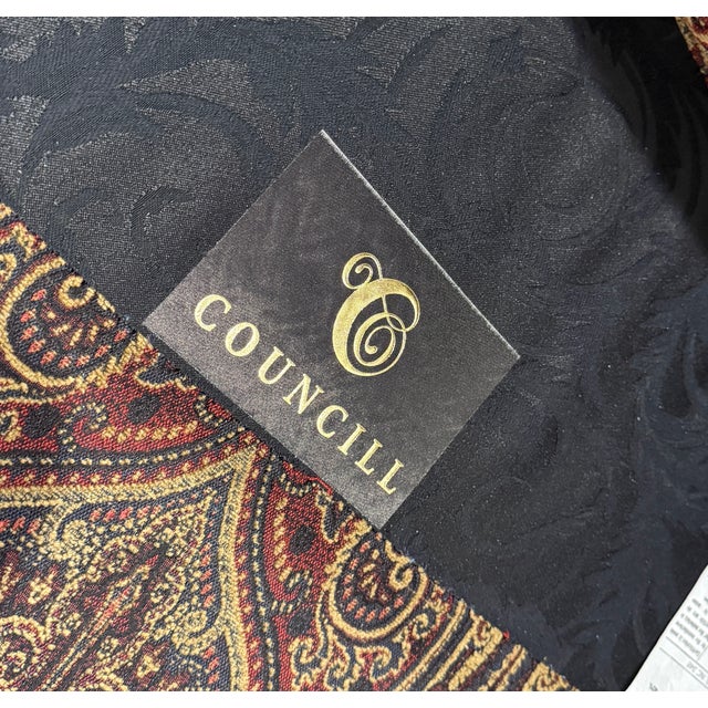 Pair, Councill Wingback Chairs With Carved Apron, Legs, and Paisley Pattern, Late 20th Century For Sale In Salt Lake City - Image 6 of 6