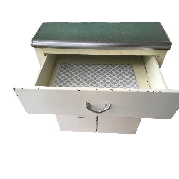Vintage 1950s Metal Kitchen Cabinet W/ Formica Top 36"h Mid Century For Sale - Image 4 of 5