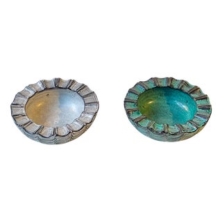 Spiderweb Bowls in Ash-Glazes by Nils Kähler for Hak, 1960s, Set of 2 For Sale