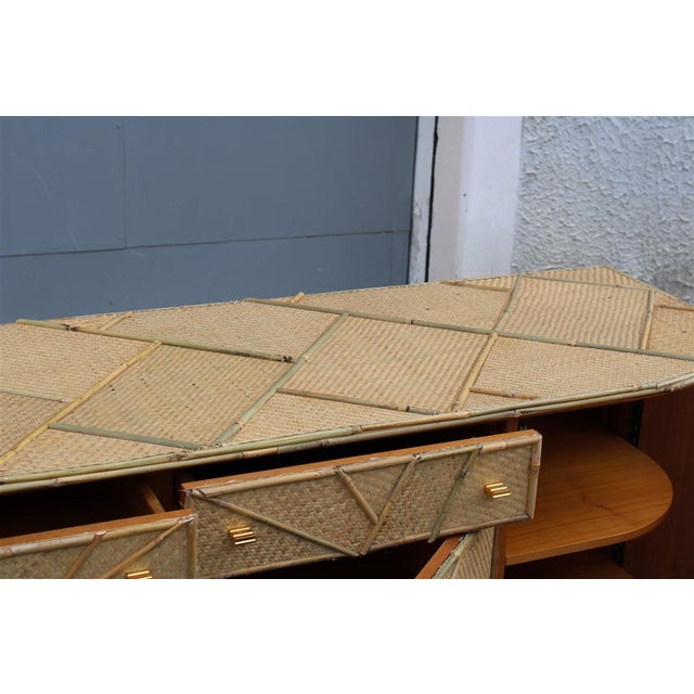 1970s Large Vintage Low Bamboo Sideboard, Italy, 1970s For Sale - Image 5 of 18