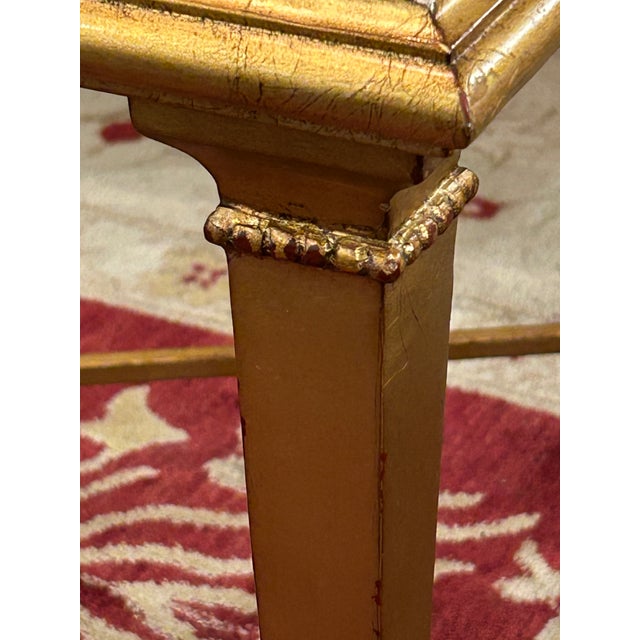 Wood Hickory Chair French Hollywood Regency Gold Rectangular Bristol Coffee Table For Sale - Image 7 of 12
