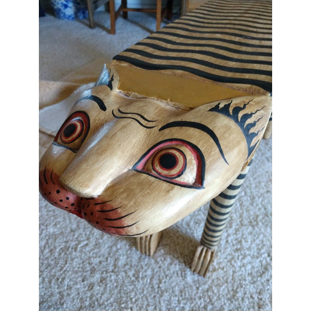 Indonesian Hand Carved Wooden Cat Table Chairish