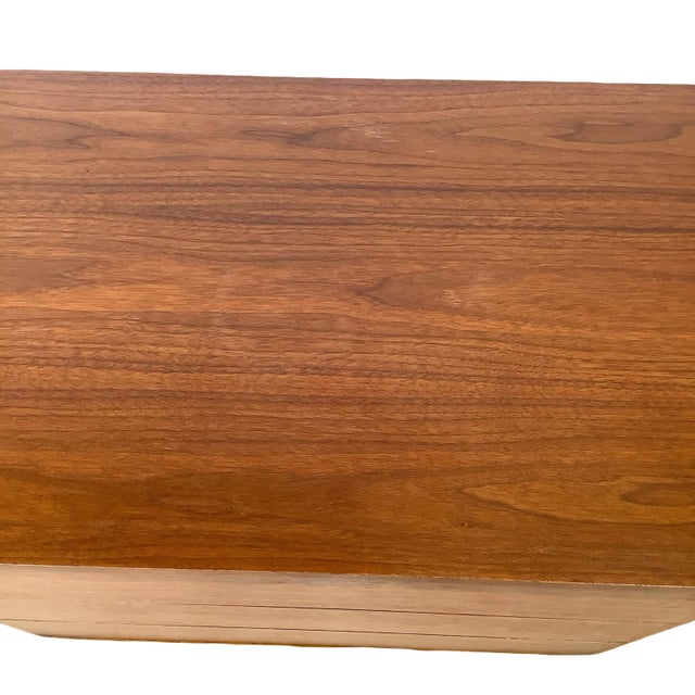 Vintage Mid-Century Modern Walnut Credenza With Sculptural Metal Pulls For Sale - Image 14 of 15