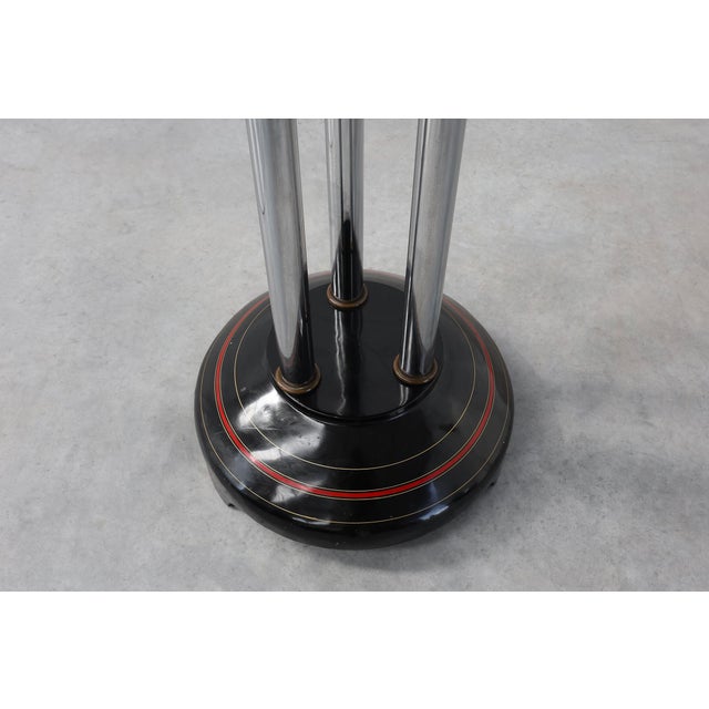 Art Deco Pedestal Table with Chrome Columns and Black Lacquered Base, France, 1920s For Sale - Image 12 of 13