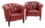 Pair of 20th Century Danish Red Vintage Leather Barrel Back Club Chairs For Sale