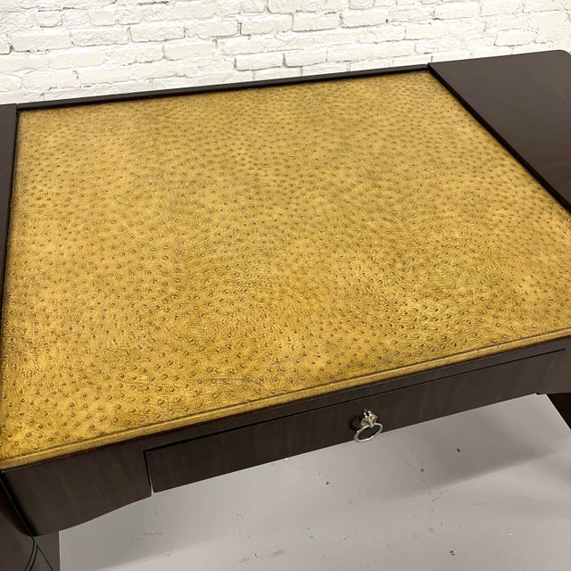 Wood Maitland-Smith Desk in Makassar With Faux Ostrich Leather Top For Sale - Image 7 of 14