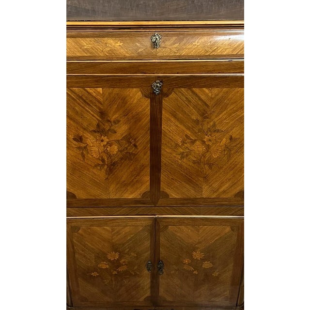 Louis XV Style Marquetry Drop-Front Secretaire, 1900s For Sale - Image 4 of 12