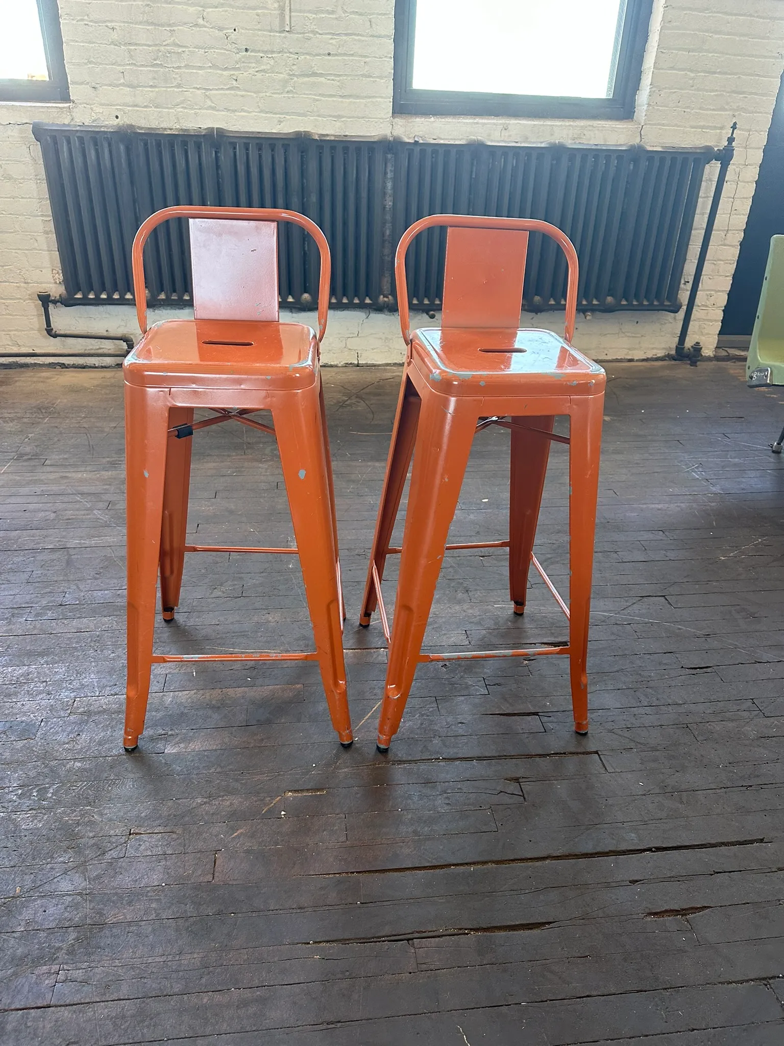 Vintage Tolix Style Lowback Bar Stool Iconic Orange | Chairish