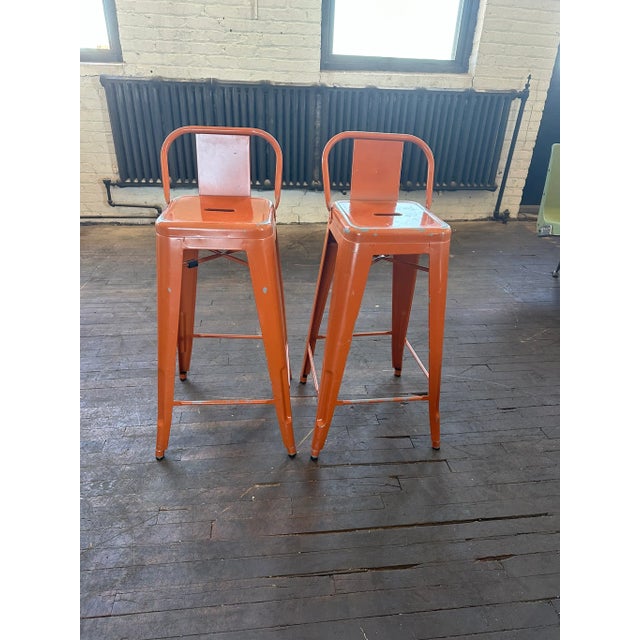 Vintage Tolix Style Lowback Bar Stool Iconic Orange | Chairish