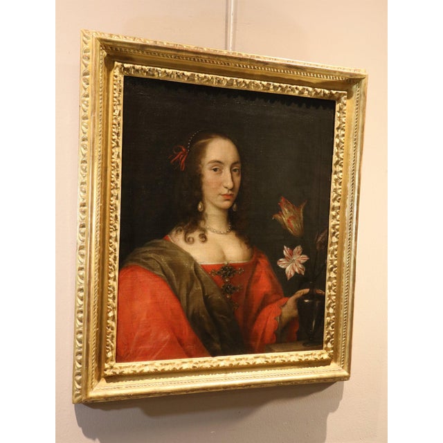 Willem Van Honthorst, Portrait of Louise Henriette of Orange, 1650, Oil on Canvas For Sale - Image 13 of 15