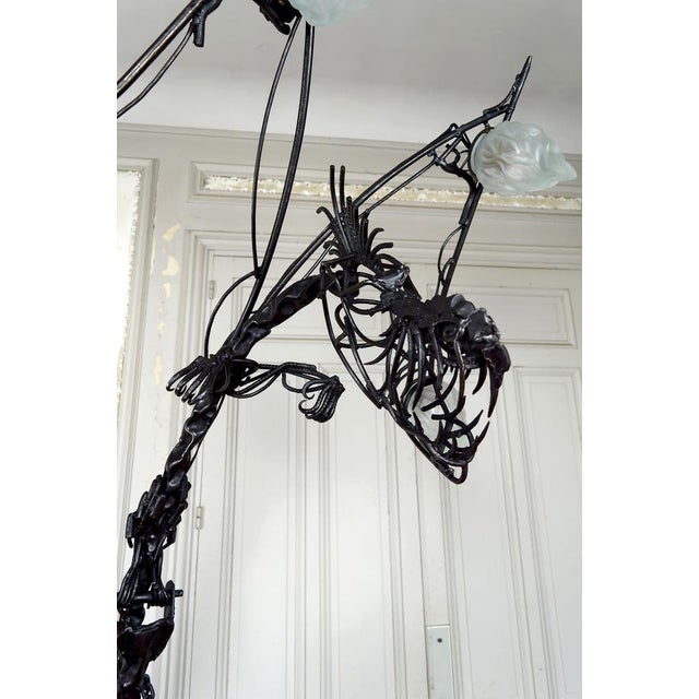 Vintage French Brutalist Sculptural Dragon Lamp in Wrought Iron, 1970s For Sale - Image 12 of 18