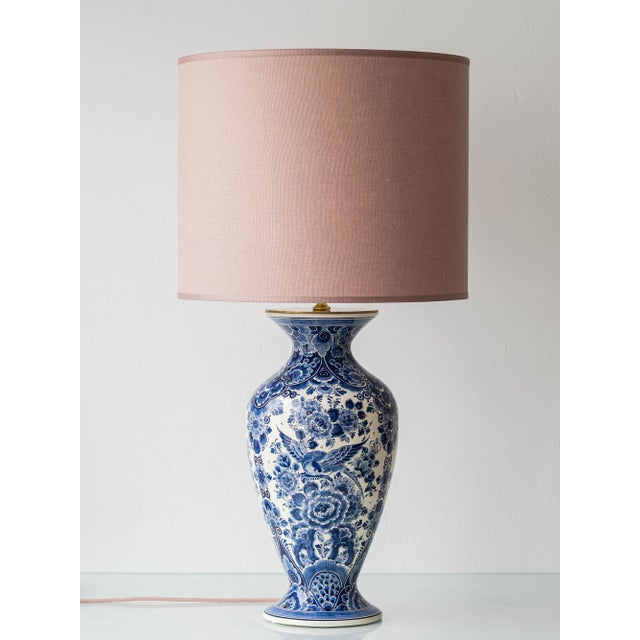 Vintage Delft Blue and White Hand-Painted Ceramic Table Lamp from Velsen, 1950s For Sale - Image 18 of 18