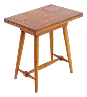 Vintage Wooden Side Table with Terracotta Top, 1960s