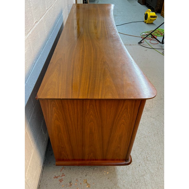 Wood Mid-Century Modern Walnut Dresser With Sculpted Inlay Drawer Fronts For Sale - Image 7 of 16