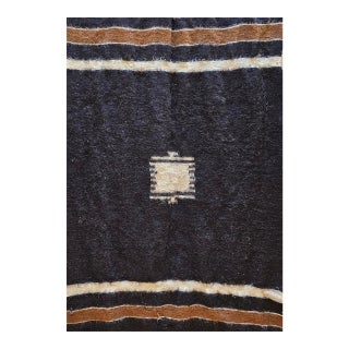 Vintage Turkish Tulu Tribal Area Rug, Handwoven, Shag Wool Pile, 4' x 5' For Sale