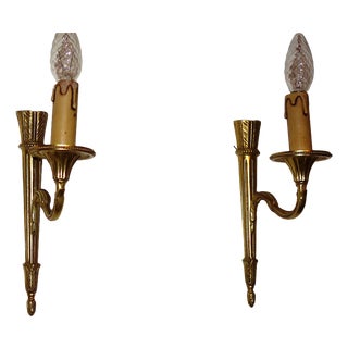Baroque Spanish Brass Wall Lamps, 1920s, Set of 2 For Sale