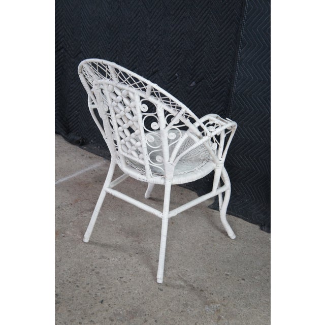 White Antique Victorian White Painted Wicker Rattan Boho Chic Peacock Armchair For Sale - Image 8 of 13
