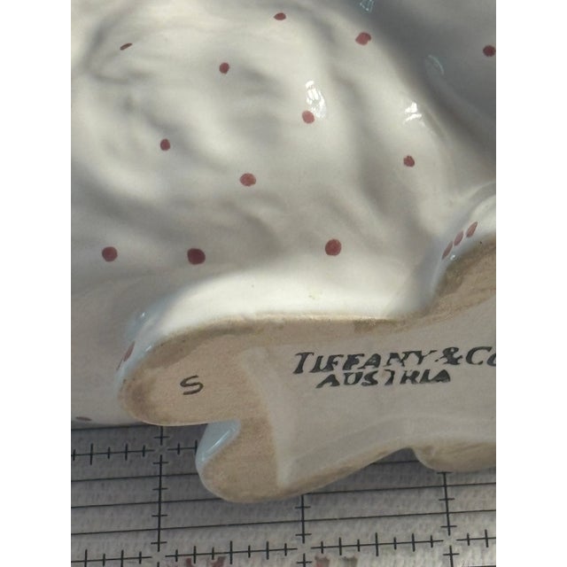 Mid 20th Century Tiffany & Co. Austria Ceramic Bunny Bank – White & Pink For Sale - Image 12 of 14