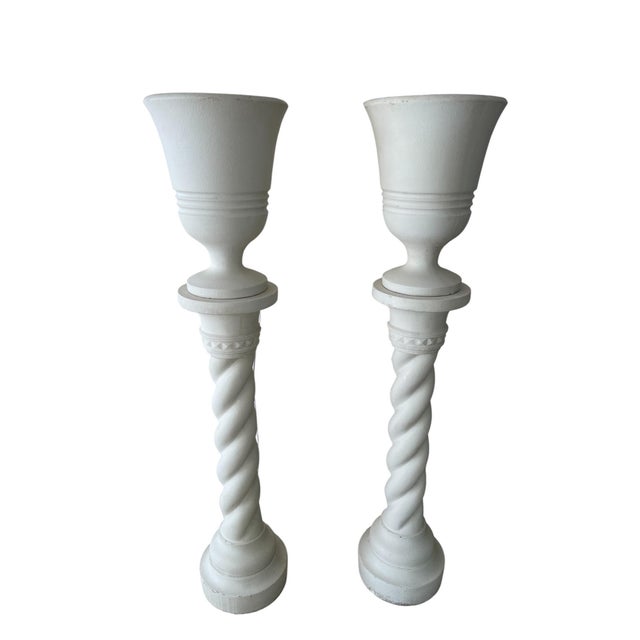 French Plaster Columns and Illuminated Basins by J.C Moreux, 1940s, Set of 2 For Sale - Image 3 of 13