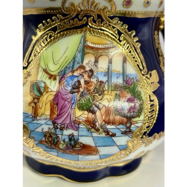 Elevate your interior curation with this striking French Sèvres-style lidded porcelain vessel. Crafted in the late 20th...