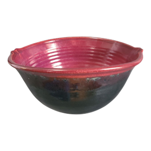 Vintage Hand Thrown Art Pottery Glazed Burgandy Purple Mixing Bowl
