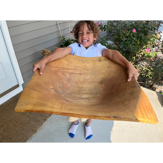 Vintage Early Don Stinson Tamworth Ontario Canada Massive Hand Carved Natural Wood Bowl Sculpture 22" For Sale - Image 6 of 12
