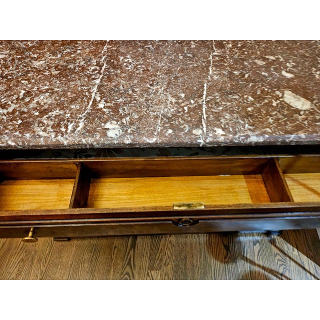 19th Century Antique 19th Century French Louis Philippe Burled Walnut Commode | Marble Top For Sale - Image 5 of 15