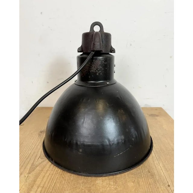 Industrial Bauhaus Black Enamel Pendant Light from Elektrosvit, 1930s For Sale - Image 11 of 18