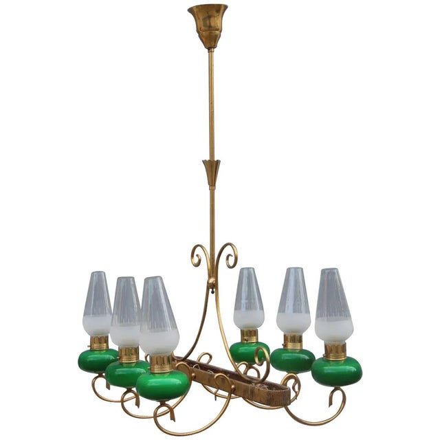 Mid-Century Italian Brass Chandelier, 1950s For Sale - Image 12 of 12