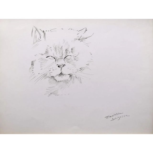 Marie Paulette Lagosse, The Cat, Pen on Paper, 1970s For Sale - Image 3 of 3