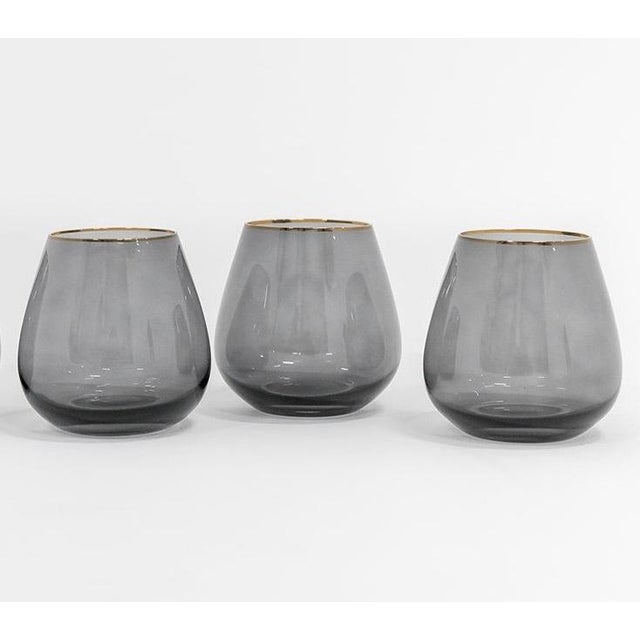 Modern Siren Beverageware Charcoal + Gold Short Stemless - Set of 4 For Sale - Image 3 of 4