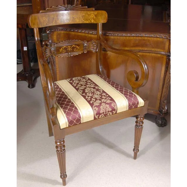 English Regency Dining Chairs with Walnut Inlay, Set of 12 For Sale - Image 16 of 18