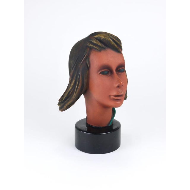 Large Mid-Century Female Bust Head of Young Woman in Terracotta, Austria, 1950s For Sale - Image 12 of 18