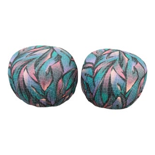 80s Post Modern Graffiti Style Ottoman Poofs by Wieman - A Pair For Sale