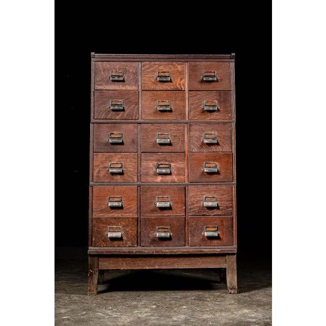 1920s Antique Japanned Copper 18 Drawer Apothecary For Sale - Image 4 of 6