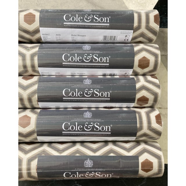5 Rolls of Cole & Son Hicks’ Hexagon Wallpaper - Geometric Taupe, Gray & Bronze Pattern 95/3017 For Sale In Richmond - Image 6 of 12
