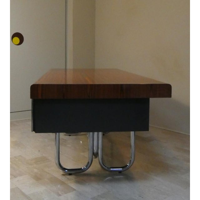 Modernist Bauhaus Desk in Wood and Chromed Steel, France, 1950s For Sale - Image 4 of 18