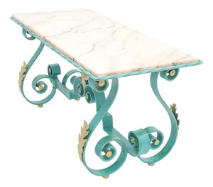 Wrought Iron and Marble Coffee Table, 1950s
