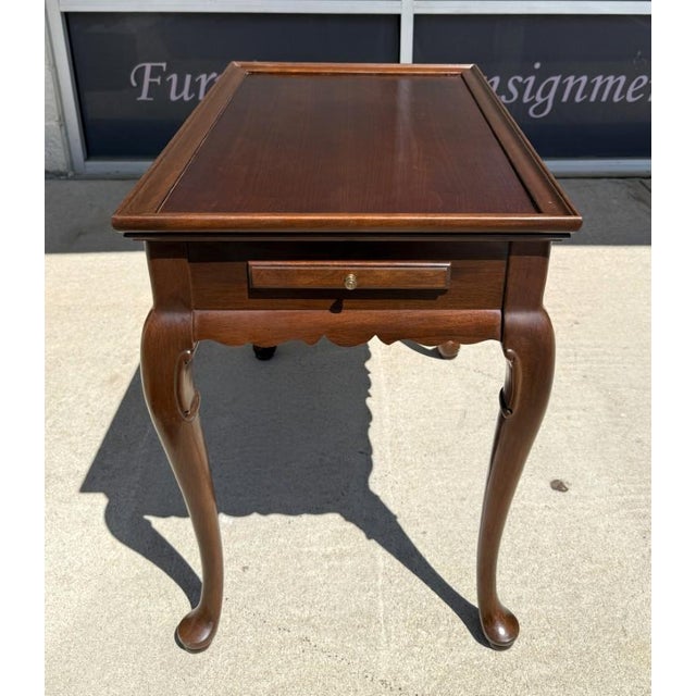 Brown Late 20th Century Ethan Allen Solid Cherry Queen Anne Tea Table For Sale - Image 8 of 12
