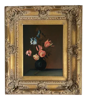 Late 20th Century Floral Still Life Oil Painting by Satori Gregorakis. Framed. Signed.
