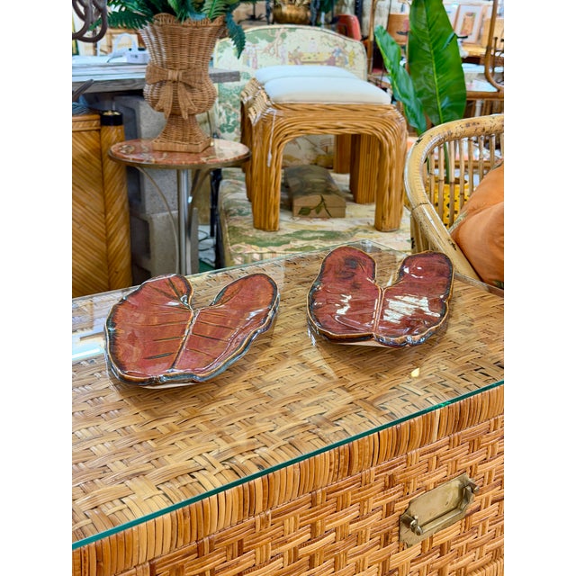 Pair of Contemporary Studio Pottery Leaf Form Trays Signed 2017 For Sale - Image 11 of 12