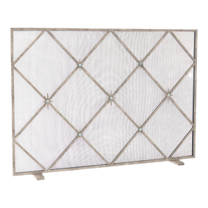 Aged Silver Celeste Fireplace Screen Iron