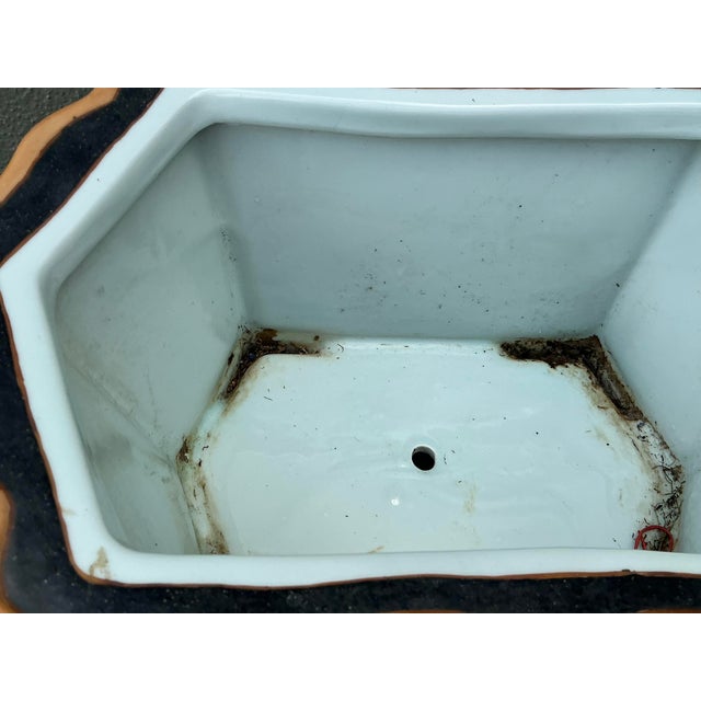 Chinoiserie Vintage Chinoiserie Glazed Ceramic Planter For Sale - Image 3 of 9