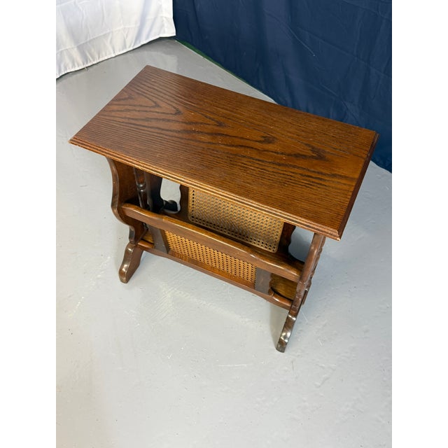 Vintage Wooden Magazine Rack Side Table, 1950 For Sale - Image 4 of 12