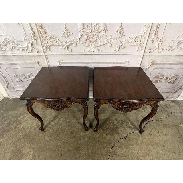Pair of Louis XV Side Tables, Burl Walnut, Hand-Carved, Circa 1920s For Sale In Los Angeles - Image 6 of 18