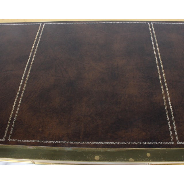 Italian Modern Brass Desk With Inset Bordered Leather Surface For Sale - Image 9 of 18