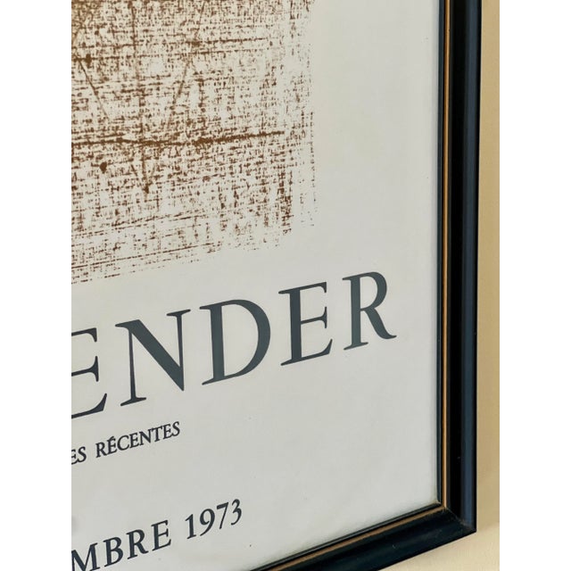 Wood 1973 Johnny Friedlaender Vintage Framed Mourlot Exhibit Poster, Montreal For Sale - Image 7 of 9