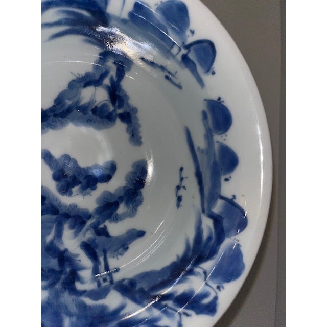 Antique Japanese Blue and White Sake Cup Washing Bowl For Sale - Image 9 of 18